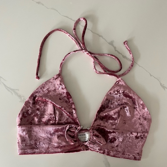 Urban Renewal Velvet Crush Halter O-Ring Crop Top - Picture 3 of 7